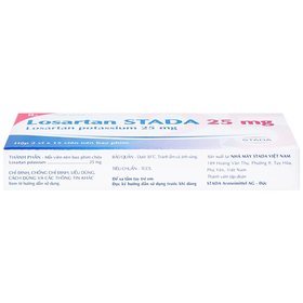 Thuốc Losartan Stada 25mg điều trị tăng huyết áp, giảm nguy cơ đột quỵ (2 vỉ x 15 viên)