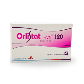 Thuốc Orlistat rvn 120mg hỗ trợ giảm nhẹ calo cho bệnh béo phì (Hộp 3 vỉ x 10 viên)