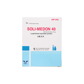 Bột pha tiêm Soli-Medon 40 dùng chống viêm, giảm miễn dịch (1 lọ bột + 1 ống 1ml)
