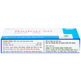 Thuốc Ibutop 50 điều trị viêm dạ dày, chướng bụng, đau bụng, chán ăn, ợ nóng (2 vỉ x 10 viên)