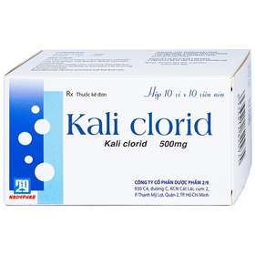 Thuốc Kali Clorid 500mg phòng và điều trị các chứng giảm kali huyết (Hộp 100 viên)