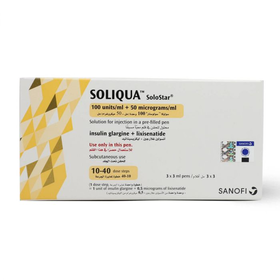 Bút tiêm Soliqua Solostar 100 IU/ml điều trị bệnh đái tháo đường (3 cây x 3ml)