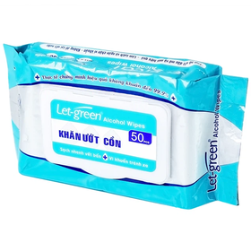 Khăn ướt cồn Let-Green làm sạch, kháng khuẩn và giữ vệ sinh (50 miếng)