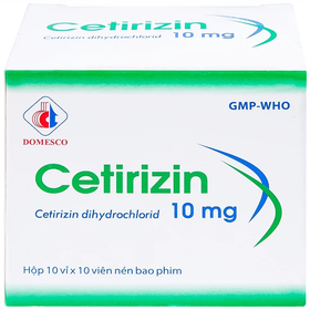 Thuốc Cetirizin 10mg hỗ trợ điều trị viêm mũi dị ứng, mày đay