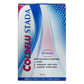 Thuốc Coldflu Stada Giảm Triệu Chứng Sốt, Đau Do Cảm Cúm, Cảm Lạnh (Hộp 25 Vỉ X 4 Viên)