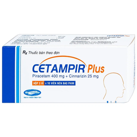 Viên nén Cetampir Plus 400mg/25mg SaVipharm điều trị rối loạn thiểu năng vỏ não, động kinh, giảm trí nhớ (3 vỉ x 10 viên)