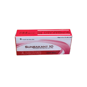 Viên nén Sunbakant 10 mg điều trị tăng cholesterol máu (3 vỉ x 10 viên)