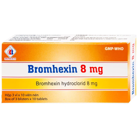Bromhexin Domesco 8mg tan đàm trong bệnh lý hô hấp (3 vỉ x 10 viên)