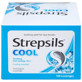 Viên ngậm Strepsils Cool giảm đau họng (50 gói x 2 viên)