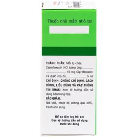 Thuốc nhỏ mắt, nhỏ tai Ciprofloxacin 0.3% Bidiphar điều trị các nhiễm khuẩn (5ml)