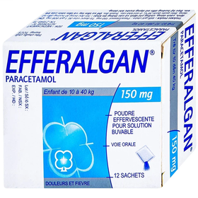 Bột sủi Efferalgan 150mg hỗ trơ điều trị giảm đau, hạ sốt (Hộp 12 gói)