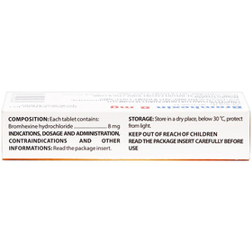 Bromhexin Domesco 8mg tan đàm trong bệnh lý hô hấp (3 vỉ x 10 viên)