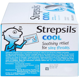 Viên ngậm Strepsils Cool giảm đau họng (50 gói x 2 viên)