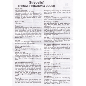 Viên ngậm Strepsils Throat Irritation &amp; Cough Reckitt Benckiser giúp làm sạch đường thở và kiểm soát ho (2 vỉ x 12 viên)