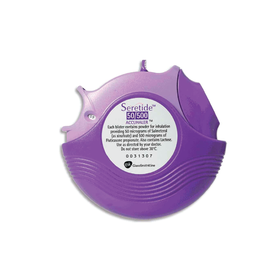 Bột hít phân liều Seretide Evohaler DC 50/500 điều trị hen phế quản, tắc nghẽn phổi mạn tính (60 liều)