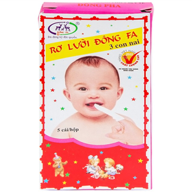 Gạc rơ lưỡi Đông Fa 3 Con Nai vệ sinh, làm sạch lưỡi, răng miệng cho bé ( 5 cái )