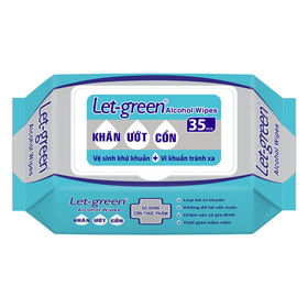 Khăn ướt cồn Let-Green làm sạch, kháng khuẩn và giữ vệ sinh (35 miếng)