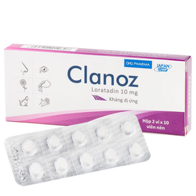 Thuốc Clanoz 10mg điều trị các triệu chứng liên quan đến viêm mũi dị ứng (2 vỉ x 10 viên)