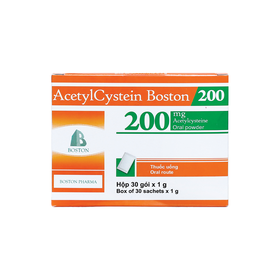 Thuốc bột Acetylcystein Boston 200 trị rối loạn tiết dịch phế quản (30 gói x 1g)