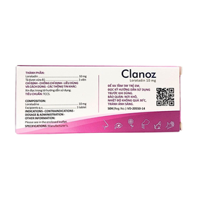 Thuốc Clanoz 10mg điều trị các triệu chứng liên quan đến viêm mũi dị ứng (2 vỉ x 10 viên)