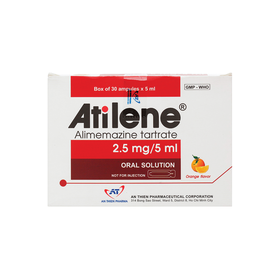 Thuốc Atilene 2,5mg/5ml Điều Trị Các Triệu Chứng Viêm Mũi, Ngứa, Mề Đay (Hộp 30 ống x 5ml)