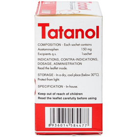 Thuốc Tatanol 150mg Điều Trị Cảm Cúm, Nhức Đầu (Hộp 25 Gói X 0.9g)