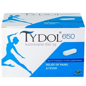 Thuốc Tydol 650mg giảm đau và hạ sốt từ nhẹ đến trung bình (10 vỉ x 10 viên)