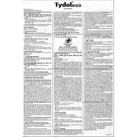Thuốc Tydol 650mg giảm đau và hạ sốt từ nhẹ đến trung bình (10 vỉ x 10 viên)