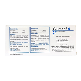 Thuốc Glumerif 4 DHG điều trị bệnh đái tháo đường tuýp 2 (3 vỉ x 10 viên)