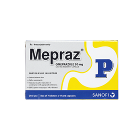 Viên nang Mepraz 20mg điều trị viêm thực quản trào ngược (5 vỉ x 4 viên)