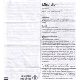 Viên nén Micardis 80mg Boehringer điều trị tăng huyết áp vô căn