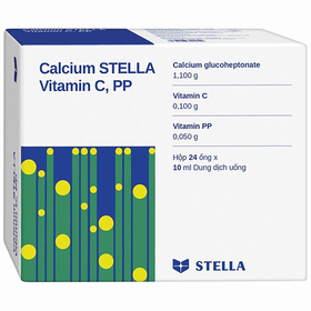 Dung dịch uống Calcium Stella Vitamin C, PP điều trị còi xương và bổ sung canxi (3 vỉ x 8 ống x 10ml)