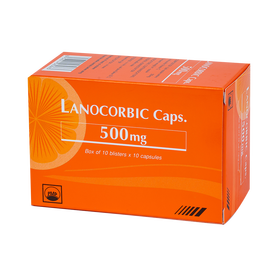 Thuốc Lanocorbic Caps 500mg điều trị bệnh do thiếu Vitamin C (10 vỉ x 10 viên)