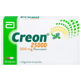 Thuốc Creon 25000 Abbott điều trị thiểu năng tụy ngoại tiết (2 vĩ x 10 viên)