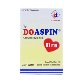Thuốc Doaspin 81mg Domesco dự phòng huyết khối tim mạch và mạch não (100 viên)