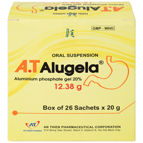 Hỗn dịch uống A.T Alugela 20% điều trị các triệu chứng viêm loét dạ dày tá tràng, viêm thực quản (hộp 26 gói)