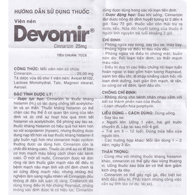 Thuốc Devomir S.P.M phòng ngừa say sóng, say tàu xe, máy bay (3 vỉ x 10 viên)