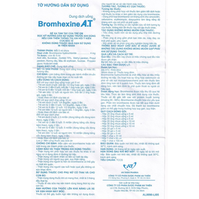 Dung dịch uống Bromhexine AT loãng đờm trong nhiễm khuẩn đường hô hấp (60ml)