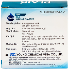 Băng keo cuộn lụa Young Plaster-Silk 5cm x 5m cố định ống truyền dẫn, dán lên gạc cố định vết thương (1 cuộn)