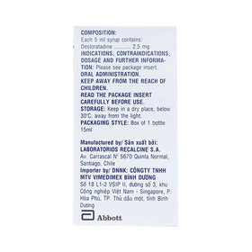 Syrup Rinofil 2.5mg/5ml Abbott Syrup Rinofil 2.5mg/5ml Abbott
