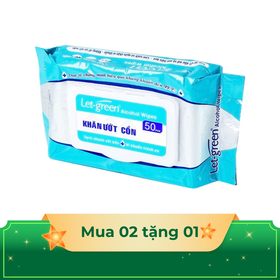 Khăn ướt cồn Let-Green làm sạch, kháng khuẩn và giữ vệ sinh (50 miếng)