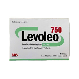 Thuốc Levoleo 750mg điều trị nhiễm khuẩn, viêm phổi (1 vỉ x 10 viên)