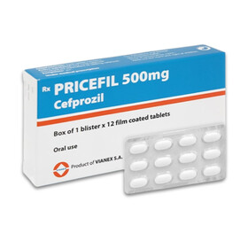 Thuốc Pricefil 500mg điều trị nhiễm khuẩn đường hô hấp (1 vỉ x 12 viên)
