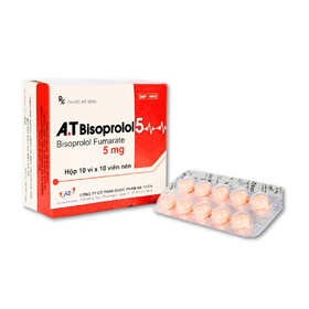 Thuốc A.T Bisoprolol 5mg An Thiên chỉ định trong trường hợp tăng huyết áp từ nhẹ đến vừa (10 vỉ x 10 viên)