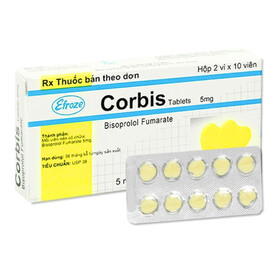 Thuốc Corbis 5mg điều trị tăng huyết áp, đau thắt ngực (2 vỉ x 10 viên)