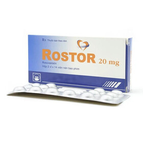 Thuốc Rostor 20mg Pymepharco điều trị tăng cholesterol nguyên phát (2 vỉ x 14 viên)