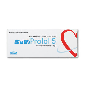 Thuốc SaViProlol 5 điều trị tăng huyết áp, đau thắt ngực (3 vỉ x 10 viên)