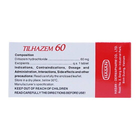 Thuốc Tilhasan 60 Hasan điều trị tăng huyết áp (3 vỉ x 10 viên)