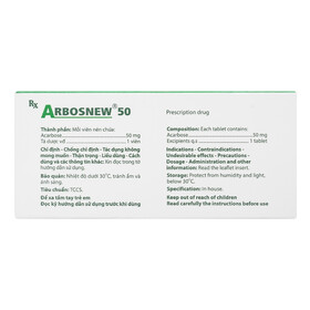 Arbosnew 50 trị đái tháo đường tuýp 2 (3 vỉ x 10 viên)