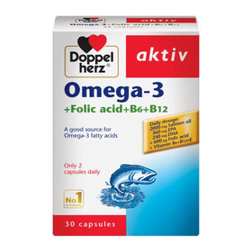 Viên uống Omega-3 Doppelherz Aktiv hỗ trợ phát triển và tăng cường sức khỏe não bộ và tim mạch (30 viên)
